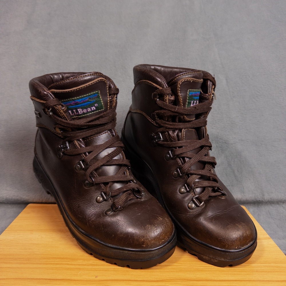LL Bean Cresta Hiking Boots Womens 8.5 Brown Gore-Tex Vibram Leather Italy